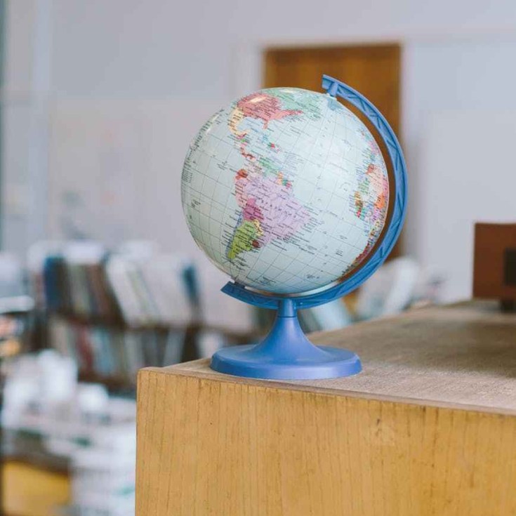 globe on shelf